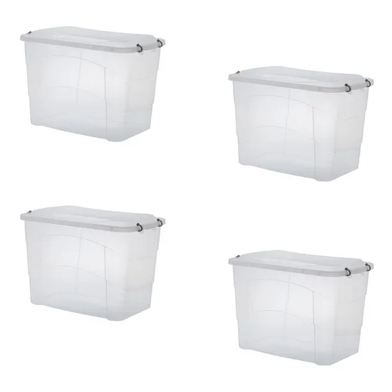 Kit 4 Caixas Organizadora Com Tampa 90l Pratic Box Paramount