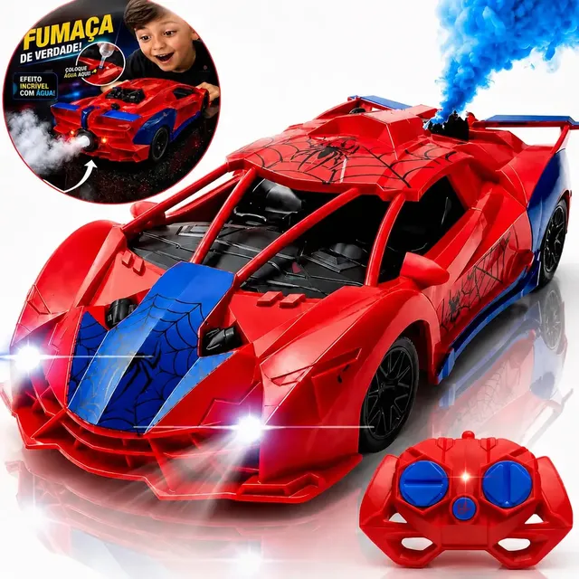 Carrinho Homem-Aranha com fumaça e LED