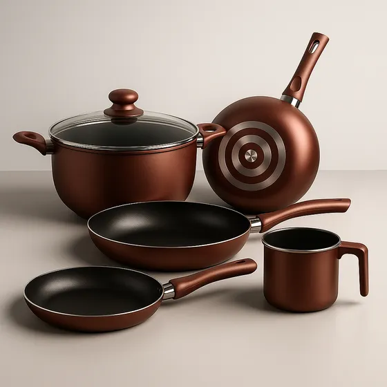 Batería De Ollas Juego Cocina Tapa Antiadherente 5 Piezas