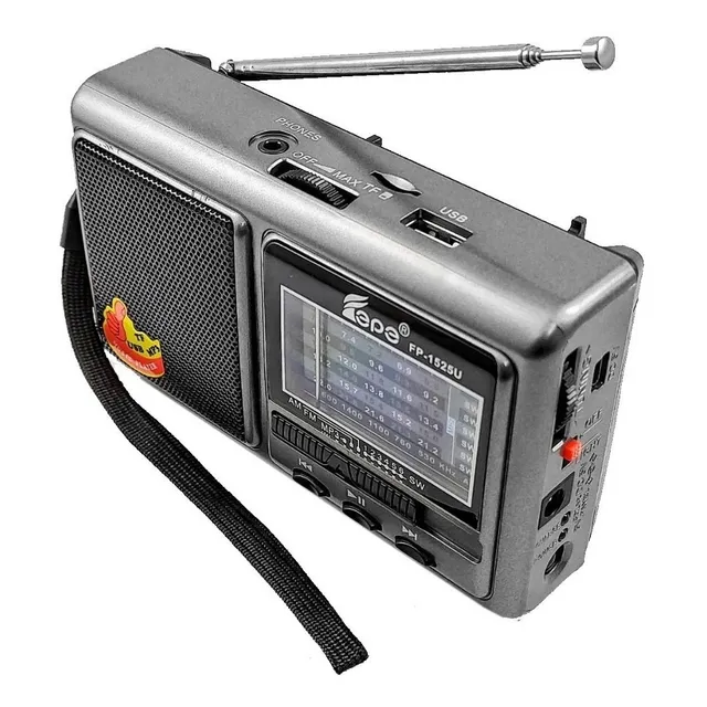 Radio Recargable Mp3 Usb 8 Bandas Epe Fp-1525u Color Marrón