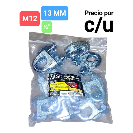 Perro Nudo Guaya Para Cable 13 Mm 1/2 PuLG Galvanizadas M12
