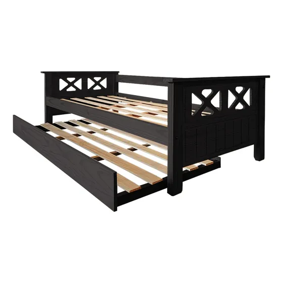 Combo Divan + Carro Cama 1 Plaza Madera Macizo Griego Sajo Color Nogal