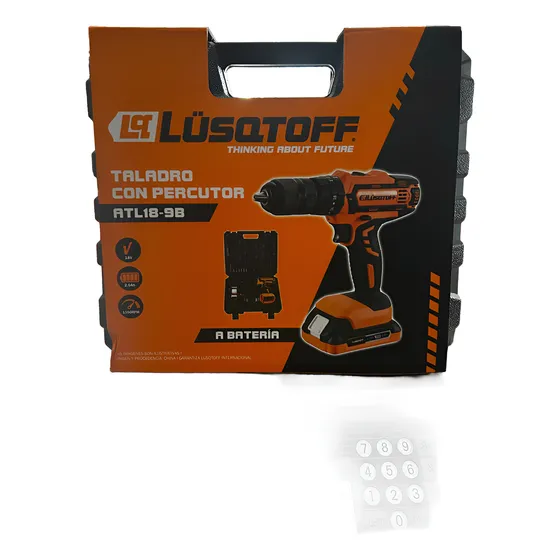 Taladro Atornillador Percutor 13mm Lusqtoff 2 Bat Atl18-9b Naranja 450