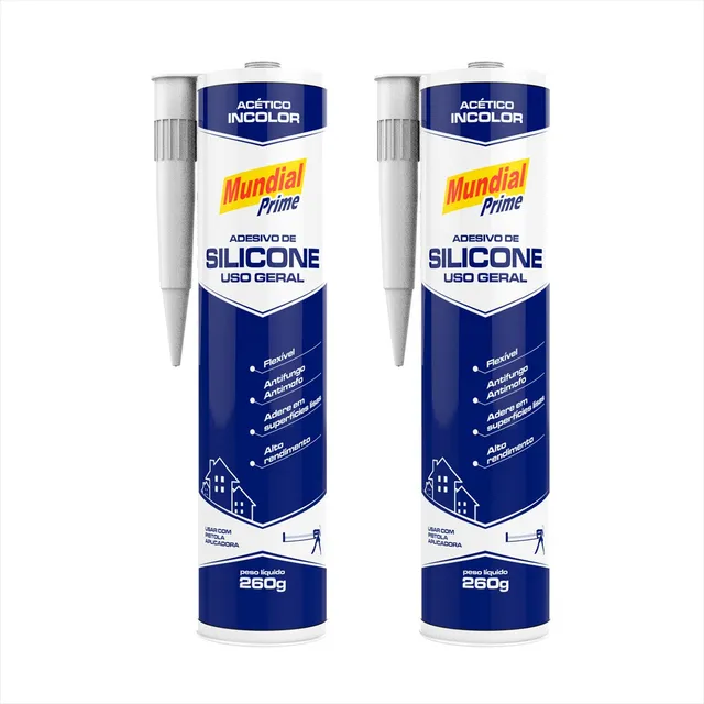 Adesivo Silicone Acético Construção 260g Incolor Kit C/2 Un