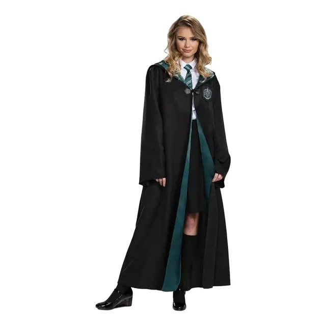 Capa De Harry Potter Disfraz Cosplay Bordada + Varita Mágica