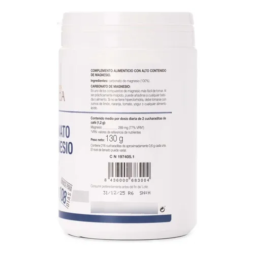 Carbonato De Magnesio 130 Gr Polvo Sabor Sin Sabor