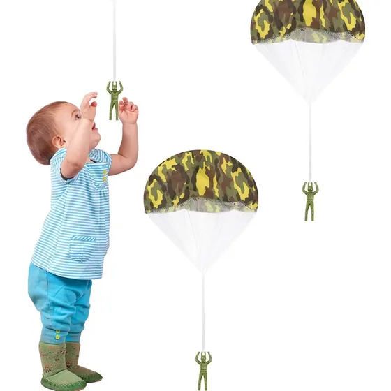 3 Soldado Paracaídas Camuflado De Tela Juguete Niños Regalo