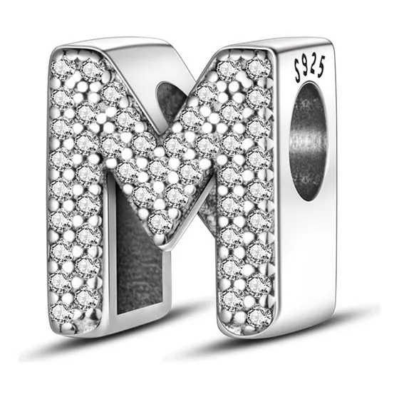 Collar Dije Alphabet Charms De Plata S925 Con Letras A-z Color M