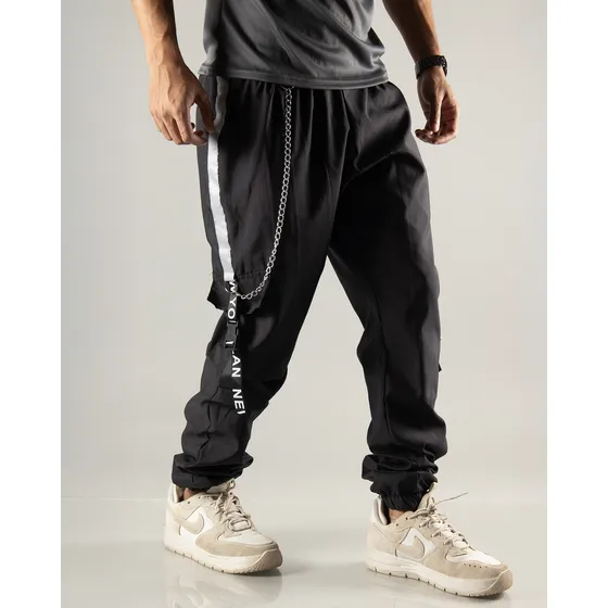Calça Jogger De Tactel Estilo Gringa Refletiva Rapper Trappe