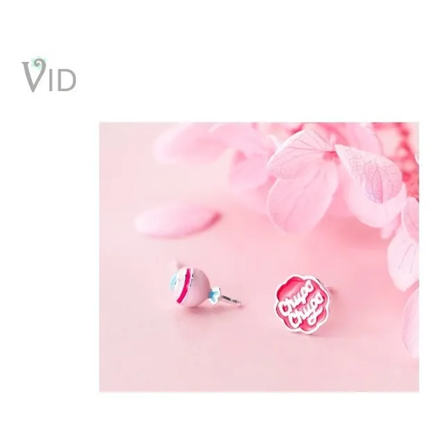 Zarcillos De Chupa Asimétrico Niña Dulce, Plata 925 Joyería 