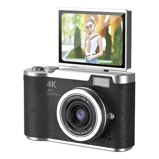 Câmera Digital Ccd 48mp 4k Zoom 8x Tela Flip 180° Selfie Preto