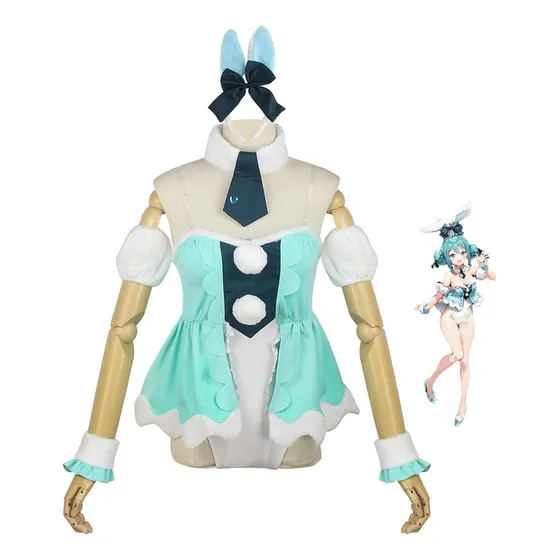 A Hatsune Miku Miku Coelho Branco Menina Cosplay Meias