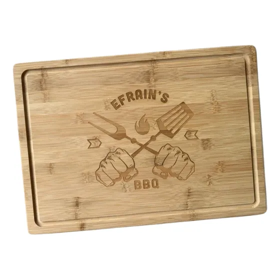 Tabla De Asado Xl 50x35cm Personalizada Logo O Frase Bamboo