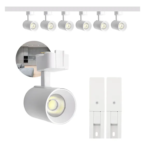 Kit Trilho Eletrificado 2m Cor Branco + 6 Spots Led 15w