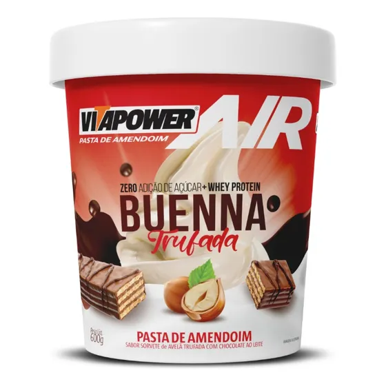 Pasta De Amendoim Aerada Buenna Trufado 600g Vitapower Avelã