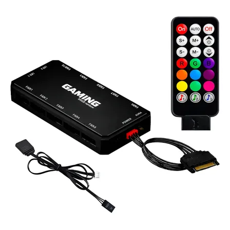 Controladora Hub Gamer Black | Led Argb 5v 6 Pin C/ Controle Preto