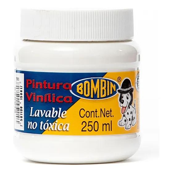 Pintura Vinilica Escolar Bombin 250ml Lavable Color Escoger Color Blanco