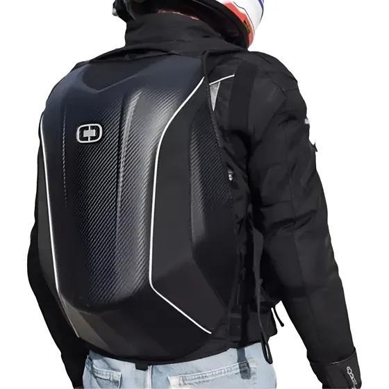 Mochila Moto Semirigida Porta Casco Impermeable Expandible