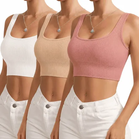Kit 3 Tops Com Bojo E Fecho Esportivo Fitness Academia Yoga