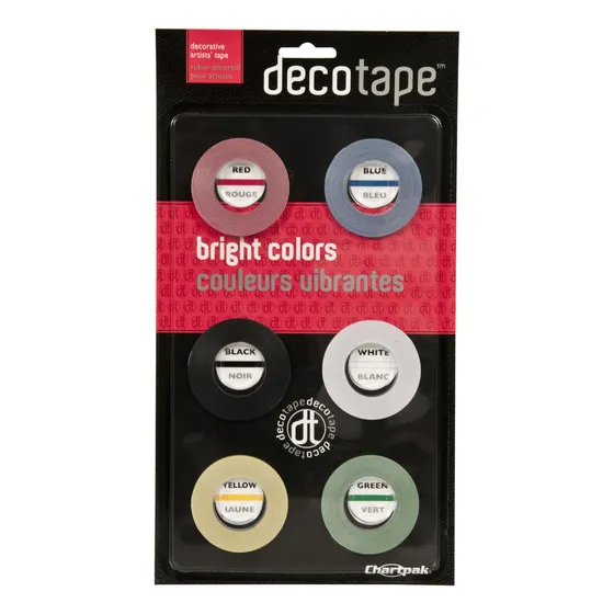 Chartpak Deco Cinta Decorativa Brillante Rojo Negro Azul