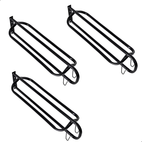Kit 3 Suportes Parede P Sela Arreio Resistente Baixo Cor Preto