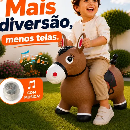 Cavalinho Upa Upa Grande Pula Pula Borracha Brinquedo Kids Marrom