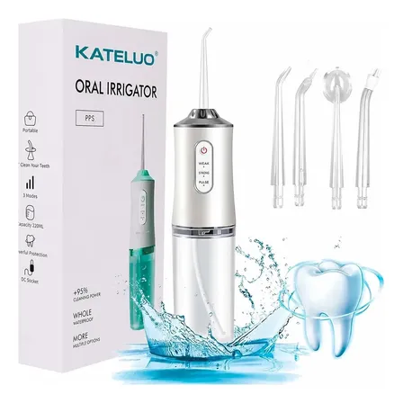 Irrigador Oral Bucal Elétrico Bivolt Portátil Dental Jato D'água 3 Níveis Recarregável