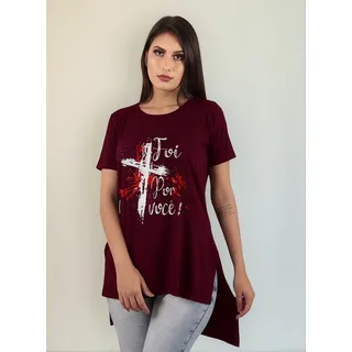 Camiseta Blusa Long Feminina Estampada Alongada Moda Gospel Camiseta Blusa Long Feminina Estampada Alongada Moda Gospel