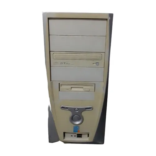 Case De Computadora Usado Blanco Con Franjas Azules 