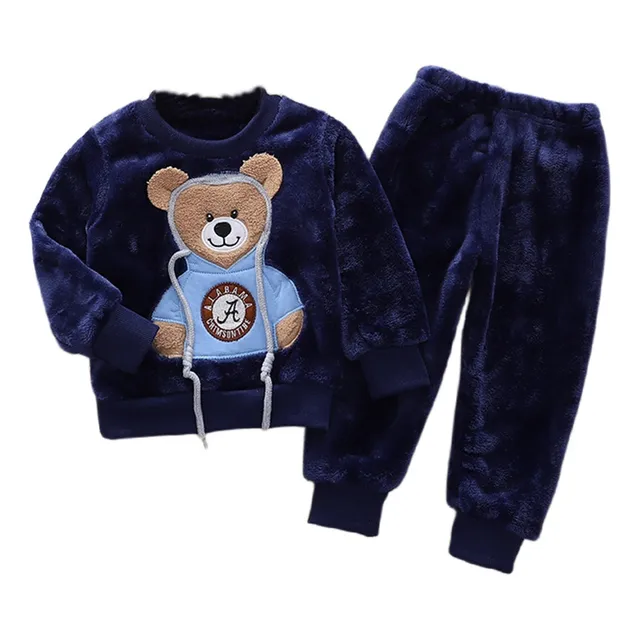 Pijama Polar Azul Niño Bebe Con Osito 0-5 Años