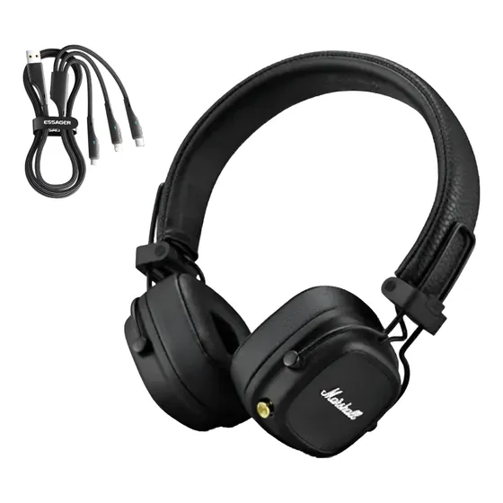 Auriculares gamer inalámbricos Marshall Major III negro con luz LED