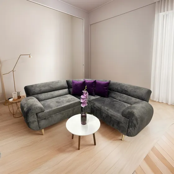 Sala Riñonera Con Puff Y Cojines Disponible En Varios Tonos 
