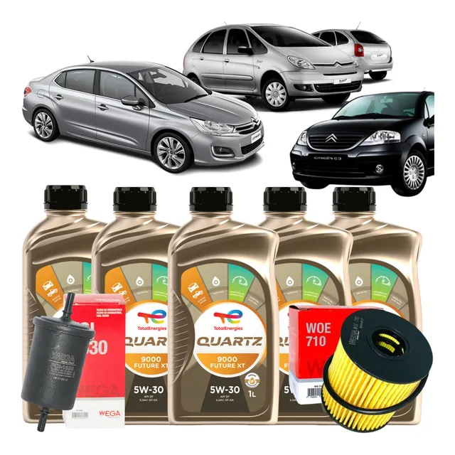Kit Troca Óleo 5w30 5l C3 C4 Cactus Picasso Flex 1.5 1.6 2.0