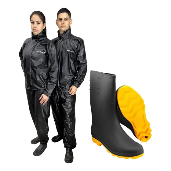 Capa De Chuva Motoqueiro + Bota Impermeável Todos Tamanhos