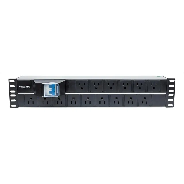 Barra Pdu, Intellinet, 714075 15cto Rack 19 2u 714075 Color Negro