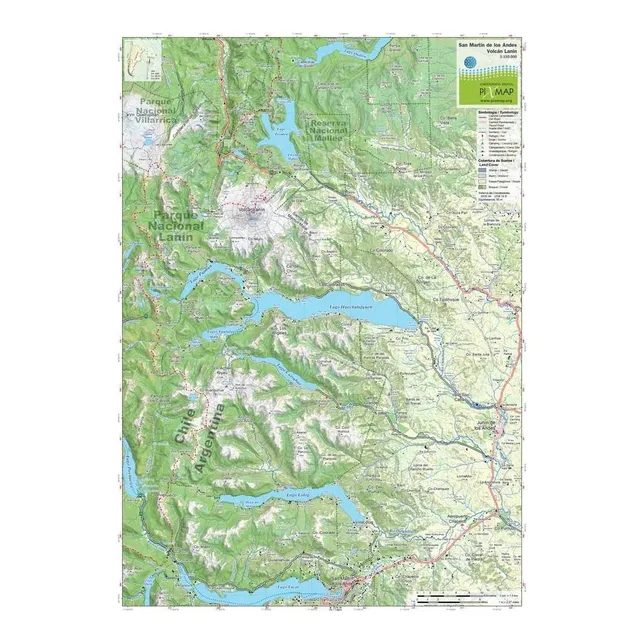 Mapa Topográfico: Pn Lanín / Ruta De Los 7 Lagos