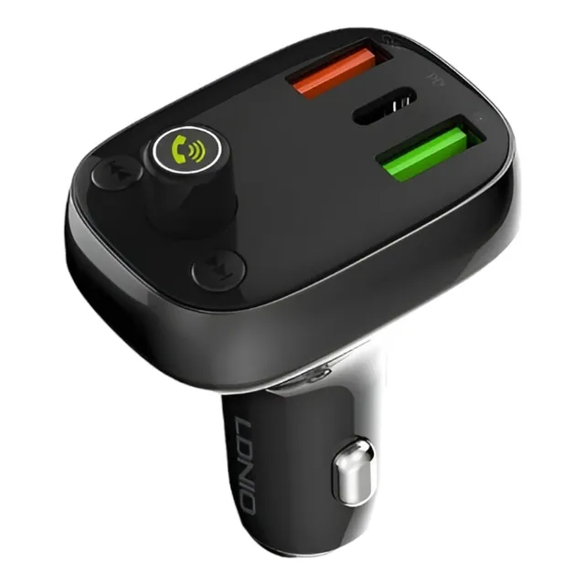 Cargador De Auto Bluetooth 5.0 Radio Fm Sd Mp3 Ldnio C704q Color Negro