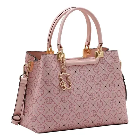 Bolsa Feminina Chenson Cg85357 Classic Cristal Estruturada Rosa Florido Ouro