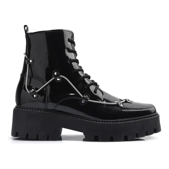 Botas Negras Zapatos De Charol Hombre Casual Plataforma Moda