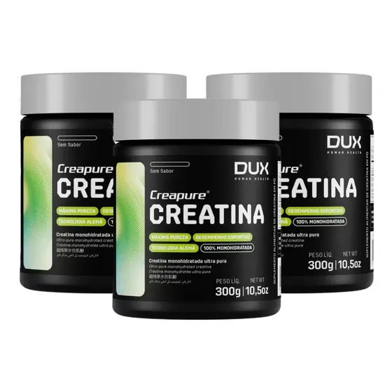 3x Creatina Monohidratada Creapure Dux 300g Sabor Sem Sabor