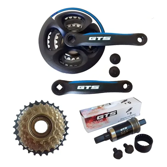 Pe De Vela Ltx Tipo Shimano Catraca Gts 7v Eixo Central Gts Cor Preto / Azul