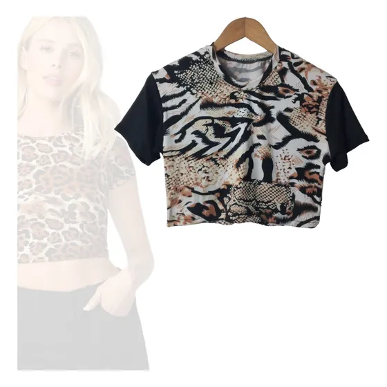 Croptop Oversize Franela Animal Print De Moda