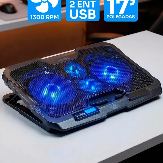 Suporte para Notebook Laptop Good Vision com base de refrigeração Cooler de 4 fans Potentes Vetilaçã