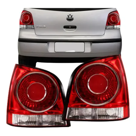 Par Lanterna Traseira Polo Hatch 2007 2008 A 2011 Bicolor Vermelho