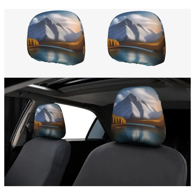 Funda Para Reposacabeza Coche Imagen Montaña Lago 2 Pieza