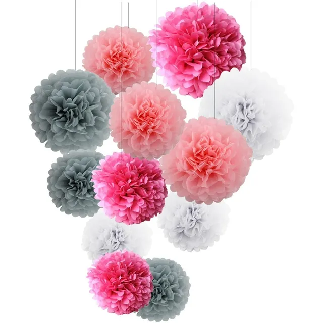 Heartfeel 4 Pompones De Papel De Seda De 25cm Rosa Blanc