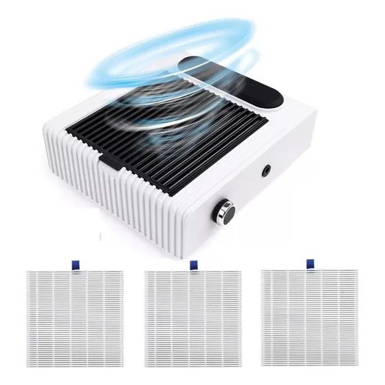Extractor De Polvo De Uñas Profesional 80w Con 3 Filtro Blanco