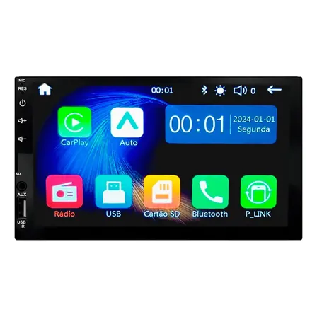 Central Multimidia Mp10 Wifi Carplay Espelhamento Android Bt Preto
