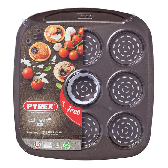 Pyrex Asimetria Mini Bandeja Para Pizza 9 Cavidad Negro