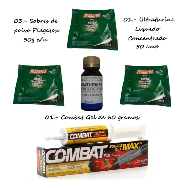 Kit Combo Veneno Fumigación Mata Chiripas Y Cucarachas Nuevo